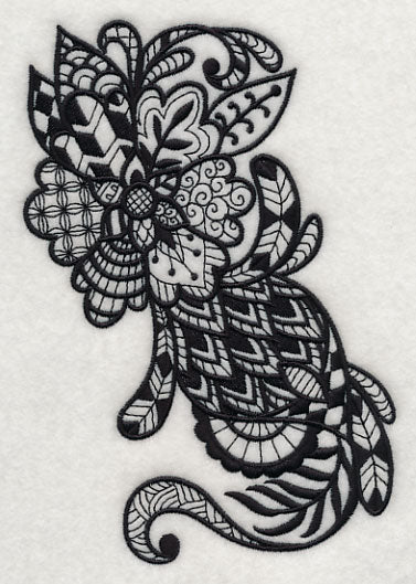 Flowers and Leaves Vertical Spray (Blackwork)