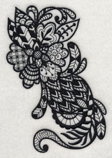 Flowers and Leaves Vertical Spray (Blackwork)