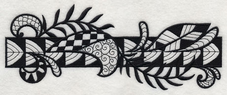 Flowers and Leaves Border (Blackwork)