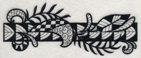Flowers and Leaves Border (Blackwork)