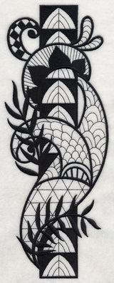 Flowers and Leaves Vertical Border (Blackwork)