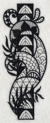 Flowers and Leaves Vertical Border (Blackwork)