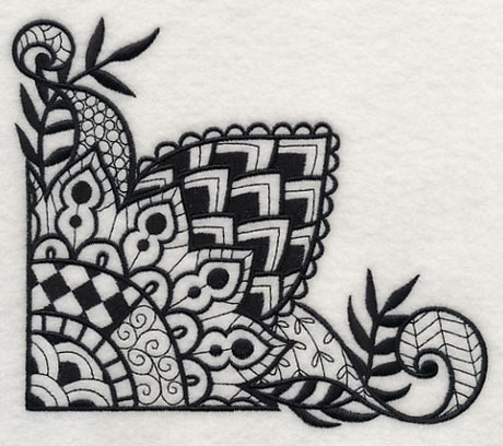 Flowers and Leaves Corner (Blackwork)