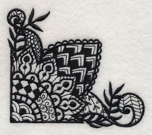 Flowers and Leaves Corner (Blackwork)