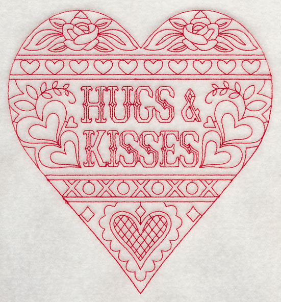Hugs & Kisses (Redwork)