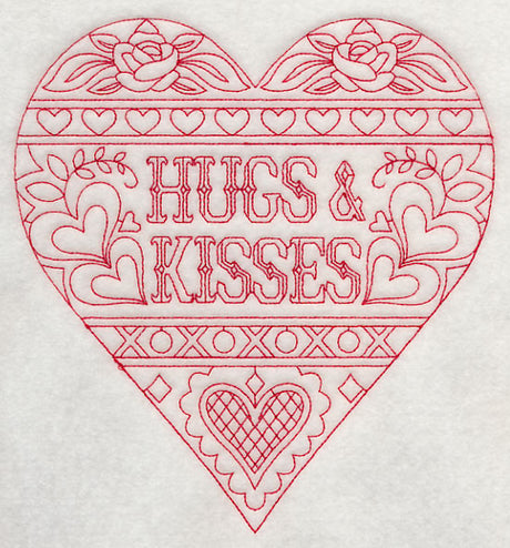 Hugs & Kisses (Redwork)