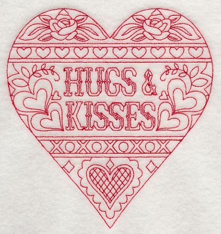 Hugs & Kisses (Redwork)