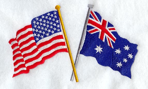 US & Australian paired flags