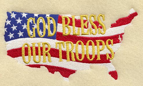 U.S. Outline w/God Bless Our Troops