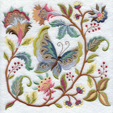 Jacobean Butterfly and Flower Square 1