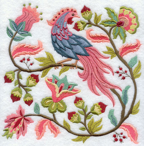 Jacobean Bird and Flower Square 2
