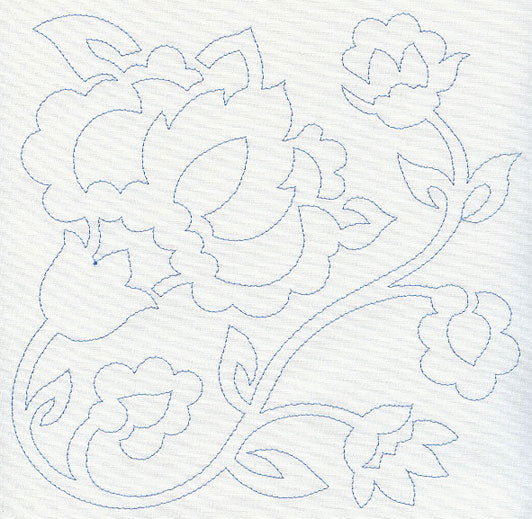 Jacobean Flower Quilting Square 2 (Single Run)