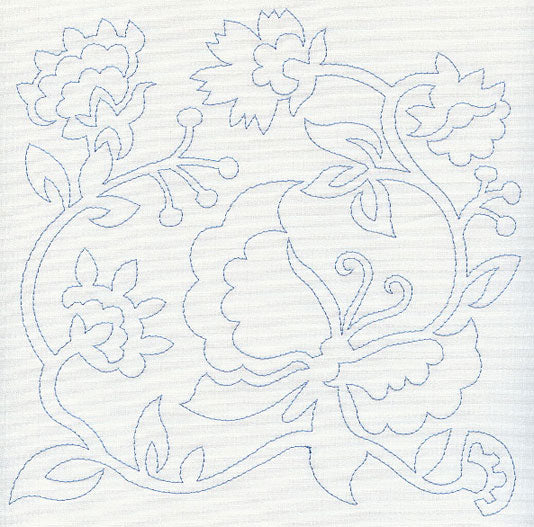 Jacobean Butterfly Quilting Square 1 (Single Run)