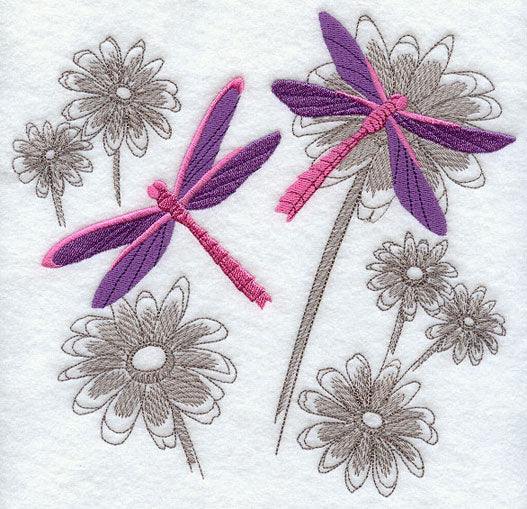 Chinoiserie Dragonflies and Daisies