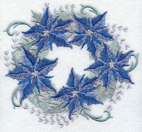 Blue Christmas Poinsettia Wreath