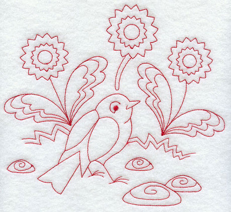 Spring Robin (Redwork)