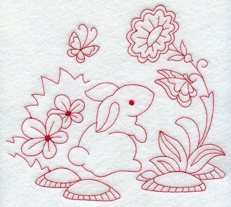 Spring Rabbit (Redwork)