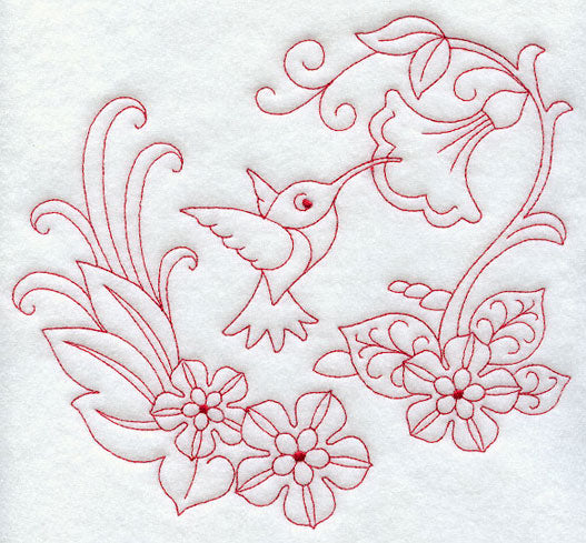 Spring Hummingbird (Redwork)