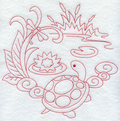 Spring Turtle (Redwork)