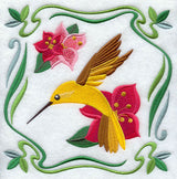Four Seasons Nouveau Tile - Summer Flowers and Hummingbird