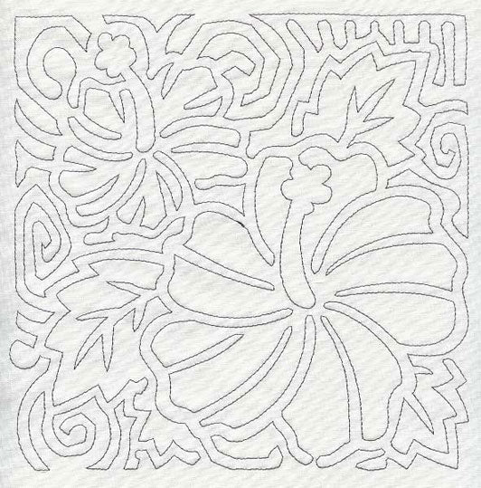 Mola Hibiscus Quilting Square (Single Run)