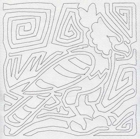 Mola Harpy Eagle Quilting Square (Single Run)