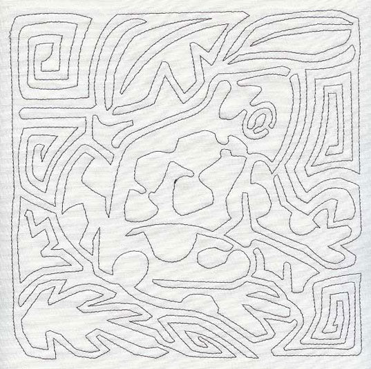Mola Poison Dart Frog Quilting Square (Single Run)