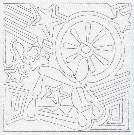 Mola Spinning Wheel Quilting Square (Single Run)