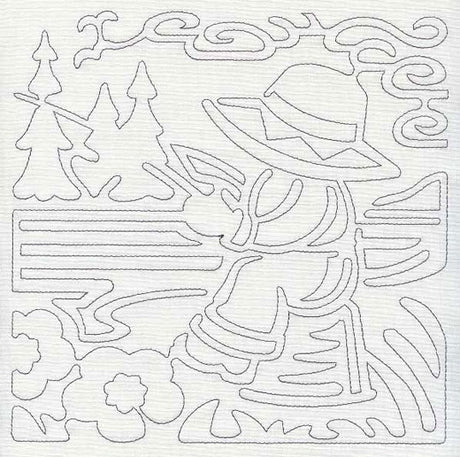 Mola Fisherman Fred Quilting Square (Single Run)