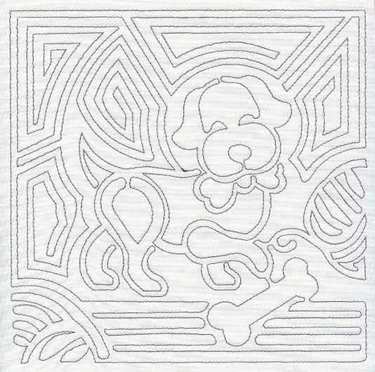 Mola Gingham Dog Quilting Square (Single Run)