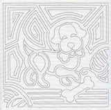 Mola Gingham Dog Quilting Square (Single Run)