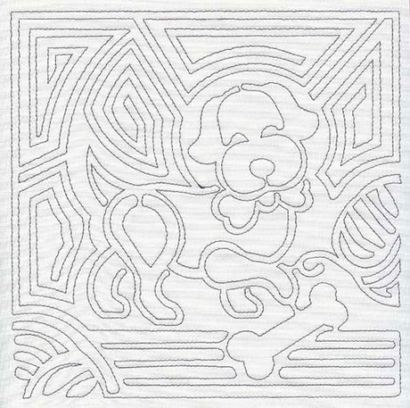 Mola Gingham Dog Quilting Square (Single Run)