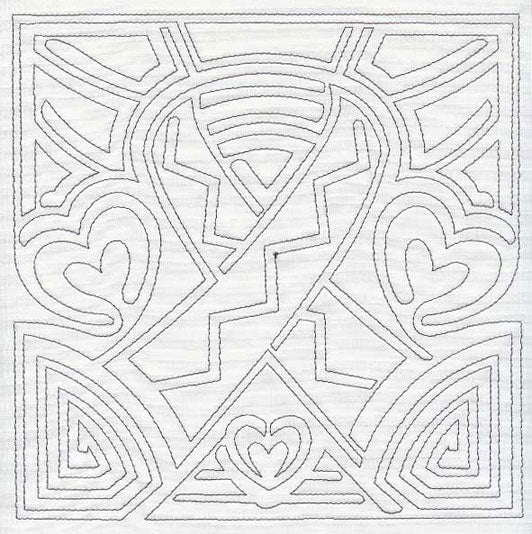 Mola Awareness Ribbon Quilting Square (Single Run)