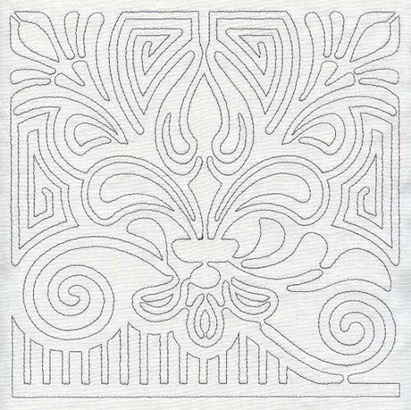 Mola Fleur de Lis Quilting Square (Single Run)