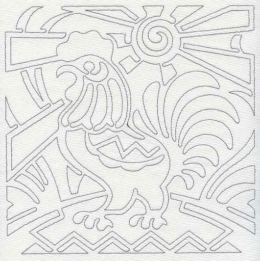 Mola Rooster Quilting Square (Single Run)