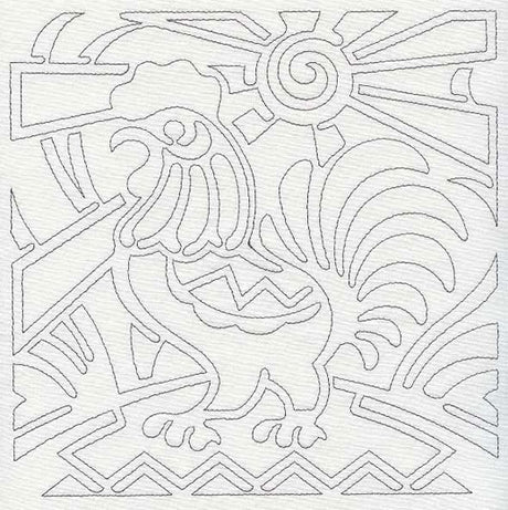 Mola Rooster Quilting Square (Single Run)