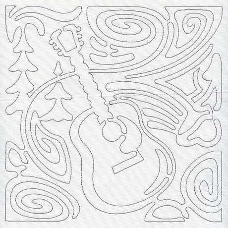 Mola Guitar Quilting Square (Single Run)