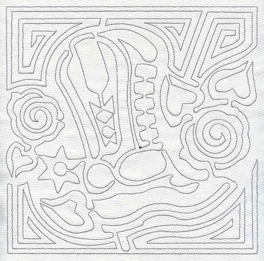 Mola Cowboy Boot Quilting Square (Single Run)