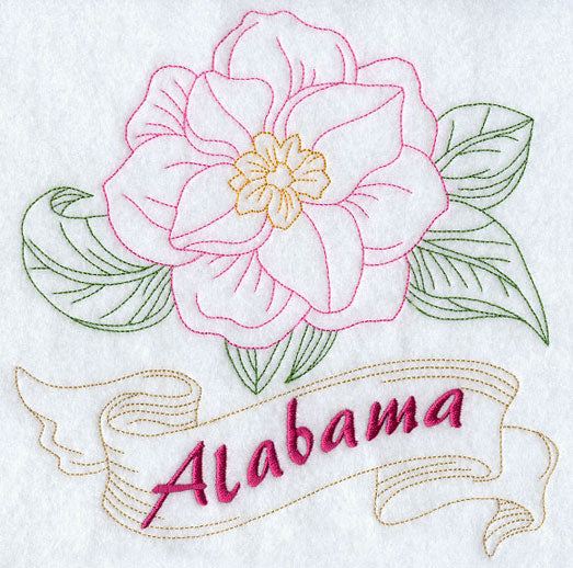 Alabama - Camellia (Redwork)