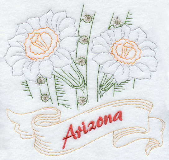 Arizona - Saguaro Cactus Blossom (Redwork)