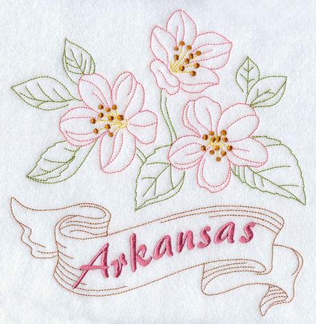 Arkansas - Apple Blossom (Redwork)