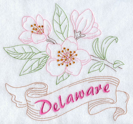 Delaware - Peach Blossom (Redwork)