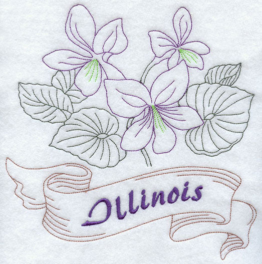 Illinois - Purple Violet (Redwork)
