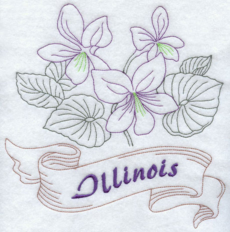 Illinois - Purple Violet (Redwork)