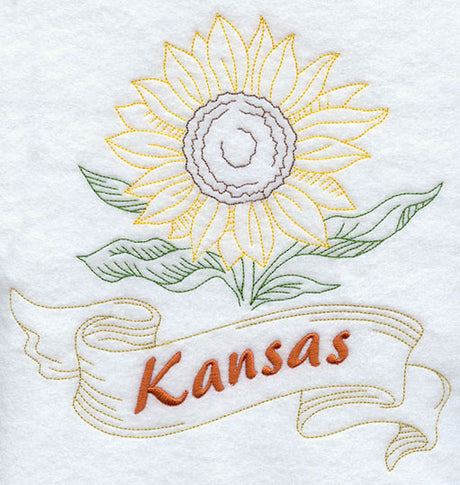 Kansas - Sunflower (Redwork)