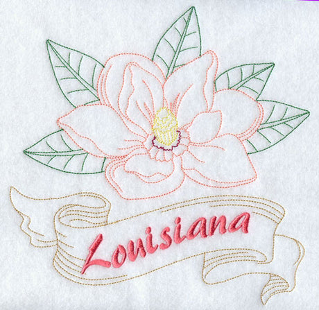 Louisiana - Magnolia (Redwork)