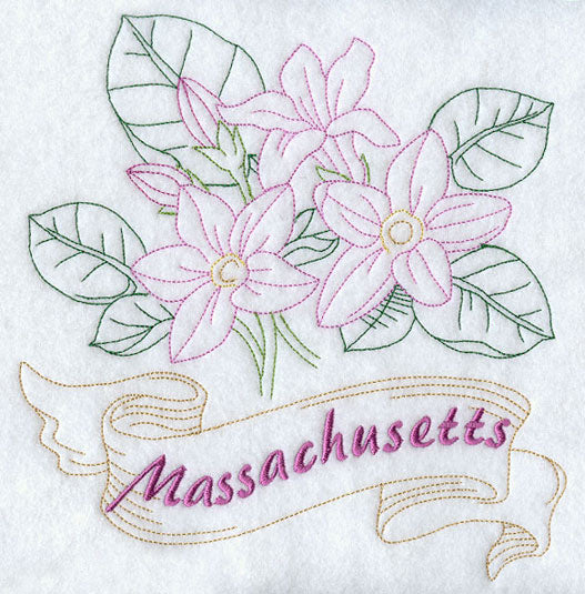 Massachusetts - Mayflower (Redwork)