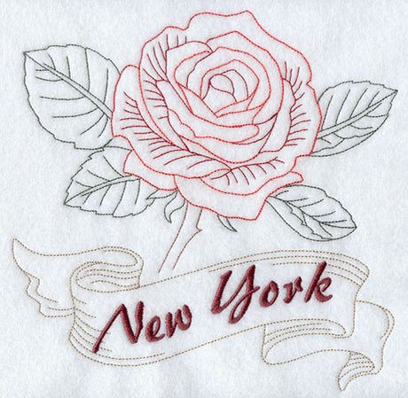 New York - Rose (Redwork)