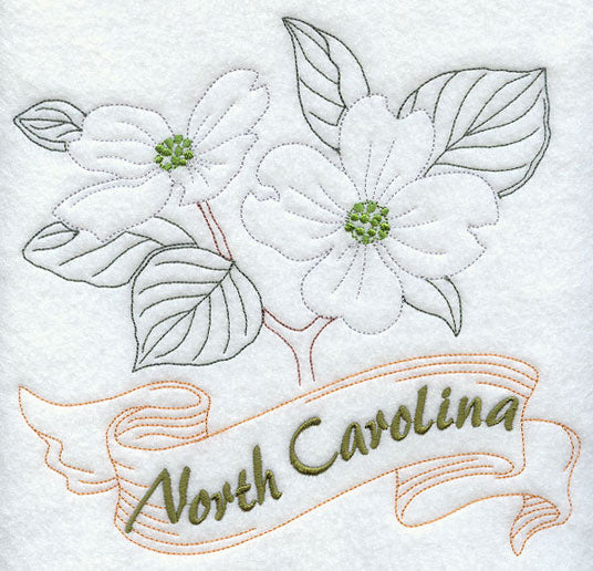 North Carolina - Dogwood (Redwork)