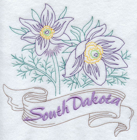 South Dakota - Pasque Flower (Redwork)